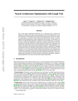 Neural Architecture Optimization with Graph VAE