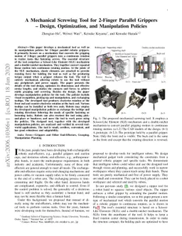 A Mechanical Screwing Tool for 2-Finger Parallel Grippers -- Design,
  Optimization, and Manipulation Policies