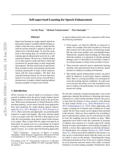Self-supervised Learning for Speech Enhancement