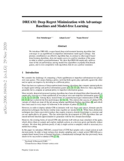 DREAM: Deep Regret minimization with Advantage baselines and Model-free
  learning
