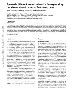 Sparse bottleneck neural networks for exploratory non-linear
  visualization of Patch-seq data