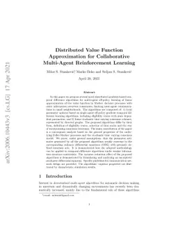 Distributed Value Function Approximation for Collaborative Multi-Agent
  Reinforcement Learning