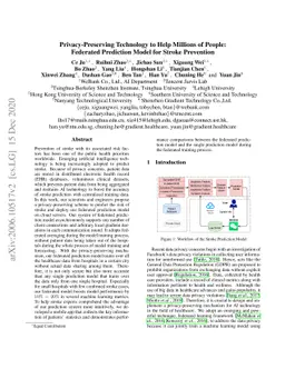 Privacy-Preserving Technology to Help Millions of People: Federated
  Prediction Model for Stroke Prevention