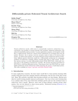 Differentially-private Federated Neural Architecture Search