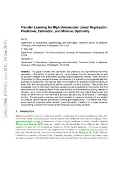 Transfer Learning for High-dimensional Linear Regression: Prediction,
  Estimation, and Minimax Optimality