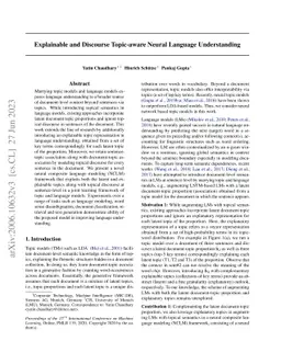 Explainable and Discourse Topic-aware Neural Language Understanding