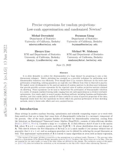 Precise expressions for random projections: Low-rank approximation and
  randomized Newton
