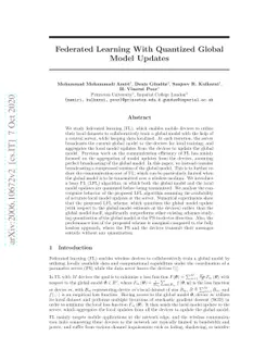 Federated Learning With Quantized Global Model Updates