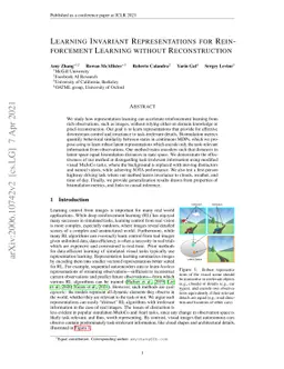 Learning Invariant Representations for Reinforcement Learning without
  Reconstruction