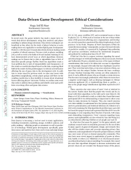 Data-Driven Game Development: Ethical Considerations