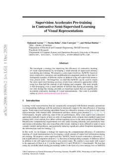 Supervision Accelerates Pre-training in Contrastive Semi-Supervised
  Learning of Visual Representations