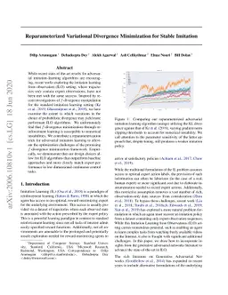 Reparameterized Variational Divergence Minimization for Stable Imitation