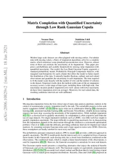 Matrix Completion with Quantified Uncertainty through Low Rank Gaussian
  Copula