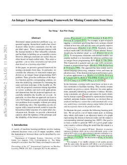 An Integer Linear Programming Framework for Mining Constraints from Data