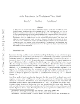 Meta Learning in the Continuous Time Limit