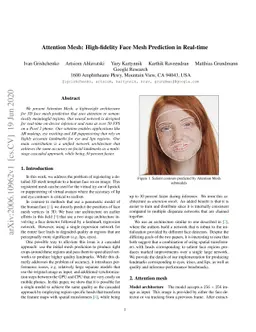 Attention Mesh: High-fidelity Face Mesh Prediction in Real-time
