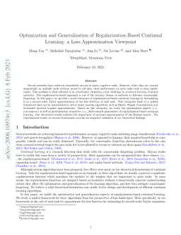 Optimization and Generalization of Regularization-Based Continual
  Learning: a Loss Approximation Viewpoint