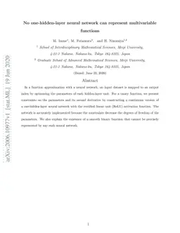 No one-hidden-layer neural network can represent multivariable functions