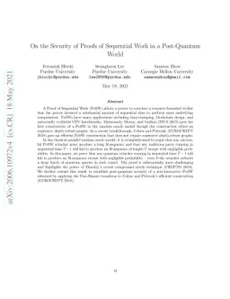 On the Security of Proofs of Sequential Work in a Post-Quantum World