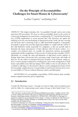 On the Principle of Accountability: Challenges for Smart Homes &
  Cybersecurity