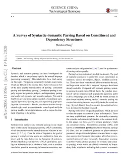 A Survey of Syntactic-Semantic Parsing Based on Constituent and
  Dependency Structures