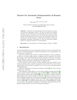 Dataset for Automatic Summarization of Russian News