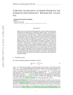 A Better Alternative to Error Feedback for Communication-Efficient
  Distributed Learning