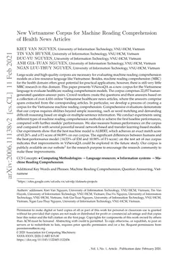 New Vietnamese Corpus for Machine Reading Comprehension of Health News
  Articles