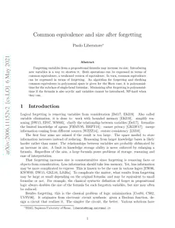 Common equivalence and size after forgetting