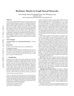 Backdoor Attacks to Graph Neural Networks