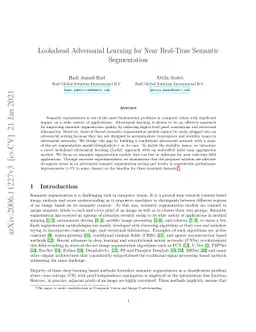 Lookahead Adversarial Learning for Near Real-Time Semantic Segmentation