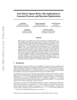 Fast Matrix Square Roots with Applications to Gaussian Processes and
  Bayesian Optimization
