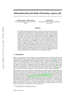 Information theoretic limits of learning a sparse rule