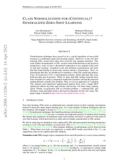 Class Normalization for (Continual)? Generalized Zero-Shot Learning