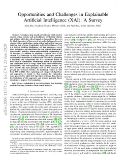 Opportunities and Challenges in Explainable Artificial Intelligence
  (XAI): A Survey