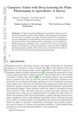 Computer Vision with Deep Learning for Plant Phenotyping in Agriculture:
  A Survey