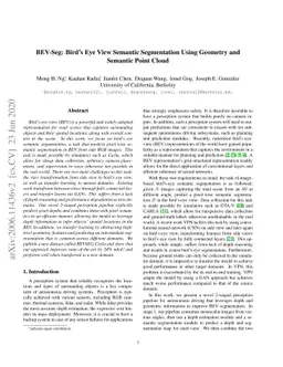 BEV-Seg: Bird's Eye View Semantic Segmentation Using Geometry and
  Semantic Point Cloud