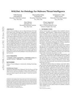 MALOnt: An Ontology for Malware Threat Intelligence