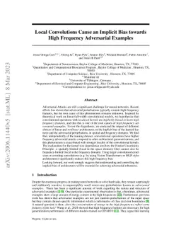 Local Convolutions Cause an Implicit Bias towards High Frequency
  Adversarial Examples