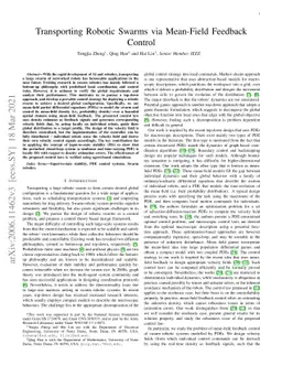 Transporting Robotic Swarms via Mean-Field Feedback Control