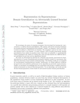 Representation via Representations: Domain Generalization via
  Adversarially Learned Invariant Representations