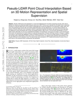 Pseudo-LiDAR Point Cloud Interpolation Based on 3D Motion Representation
  and Spatial Supervision
