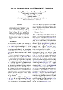 Sarcasm Detection in Tweets with BERT and GloVe Embeddings