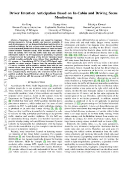 Driver Intention Anticipation Based on In-Cabin and Driving Scene
  Monitoring