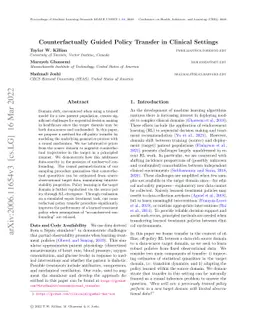 Counterfactually Guided Off-policy Transfer in Clinical Settings