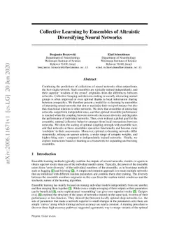 Collective Learning by Ensembles of Altruistic Diversifying Neural
  Networks