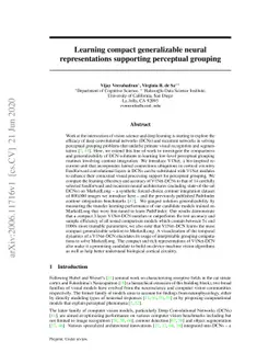 Learning compact generalizable neural representations supporting
  perceptual grouping