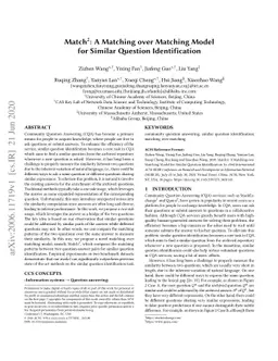Match$^2$: A Matching over Matching Model for Similar Question
  Identification