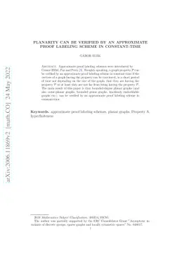 Planarity can be Verified by an Approximate Proof Labeling Scheme in
  Constant-Time