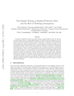 Two-Sample Testing on Ranked Preference Data and the Role of Modeling
  Assumptions